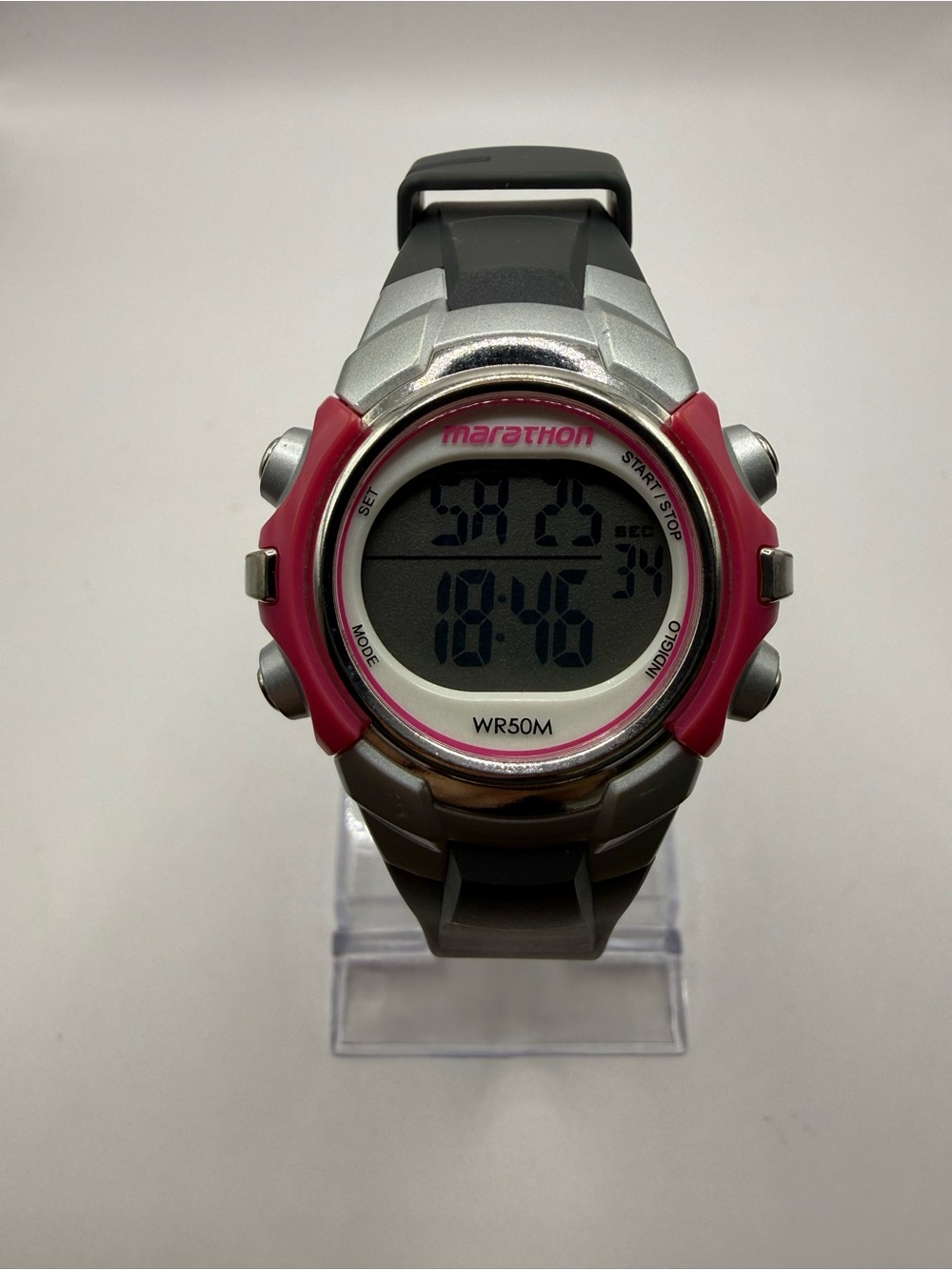 Timex Marathon Women's Sport Gray/Fusia Resin Digital Watch - (New Battery)